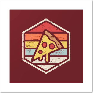 Retro Badge Pizza Dark Posters and Art